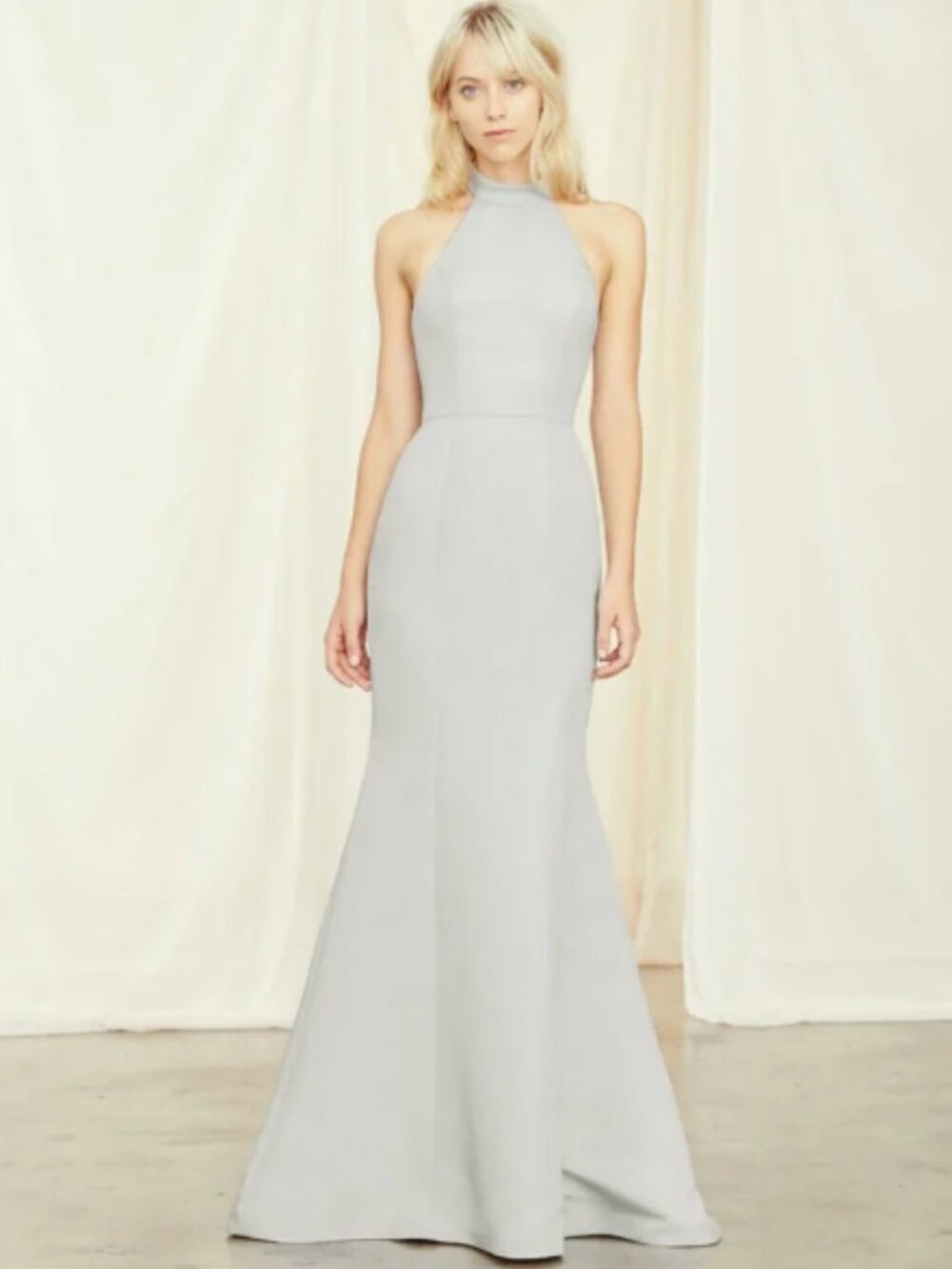 Platinum Amsale Faille High Neck Gown Style Austin Size 14